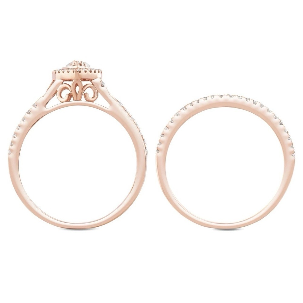 10K Rose Gold 1/2 CTTW Diamond Bridal Ring Brilliance Fine Jewelry Forever Bride - Picture 5 of 10